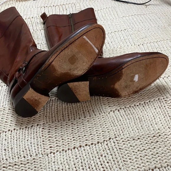 Frye Melissa Harness Extended Leather Calf Tall Riding Boots Brown Size 9.5B - Picture 8 of 11